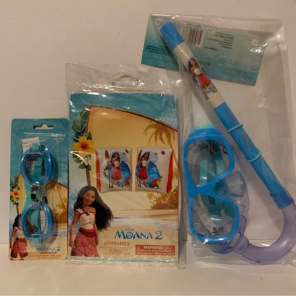 NIP. DISNEY Moana 2 Goggles, Snorkel, and Arm Floaties